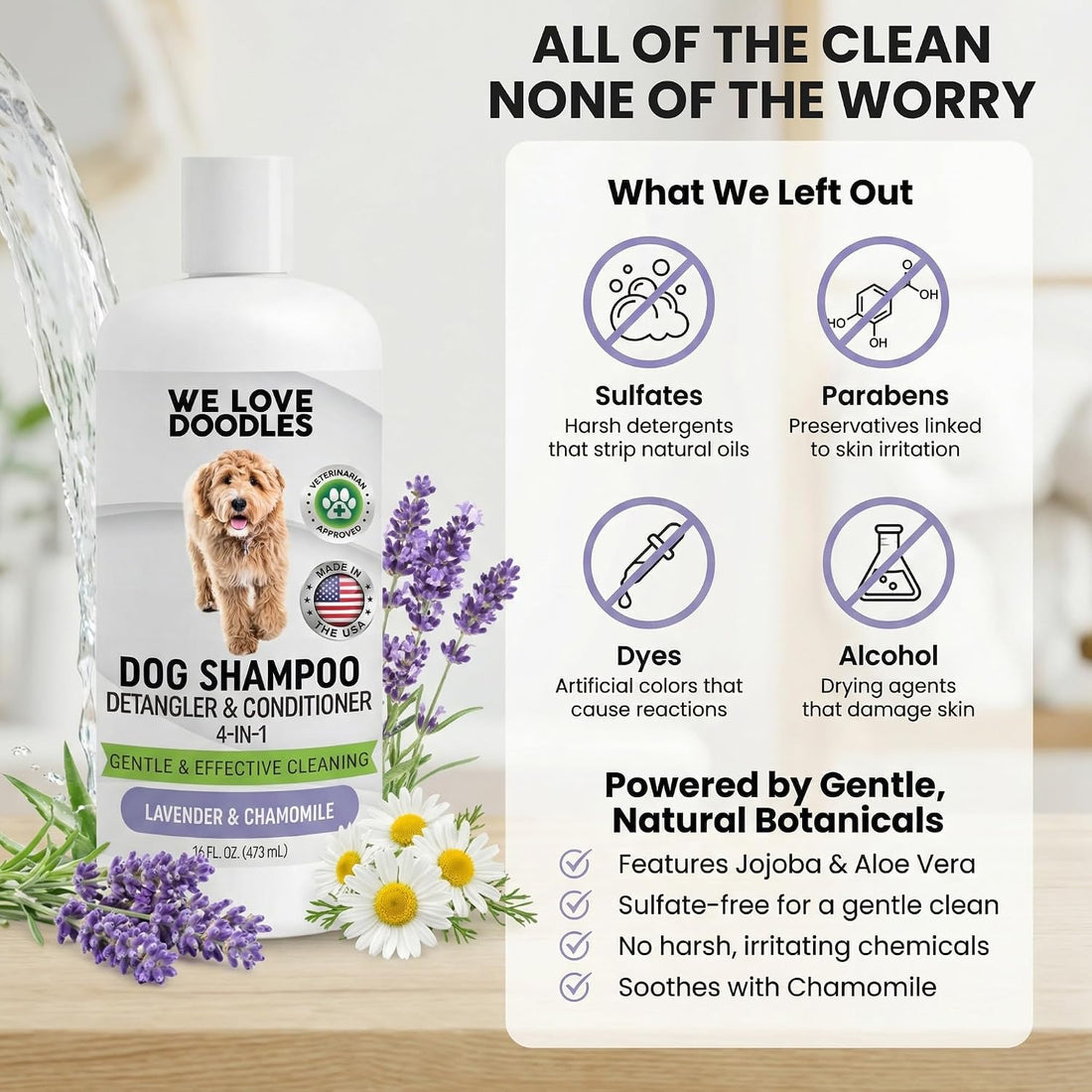 Dog Shampoo, Conditioner & Detangler - Best Shampoo for Goldendoodles