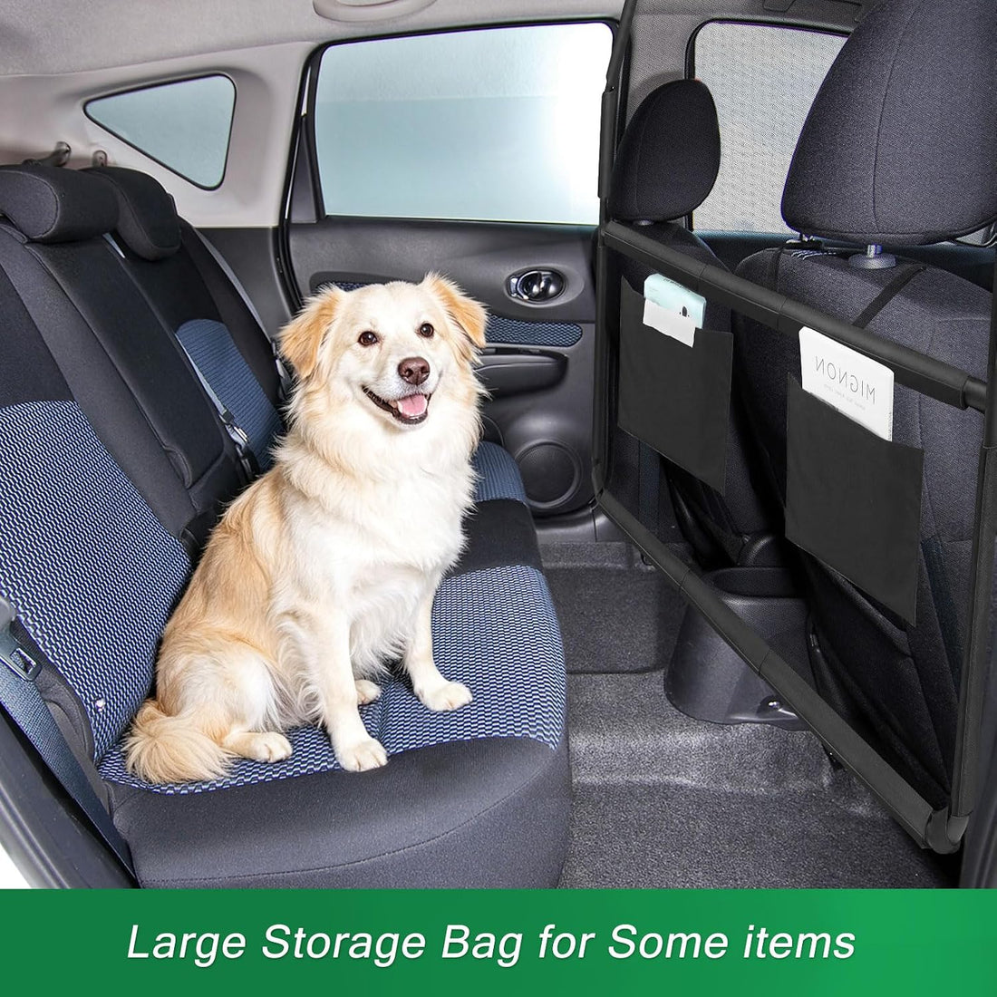 Dog Car Barrier for SUVs, 50" Wide Car Divider with See-Through Net