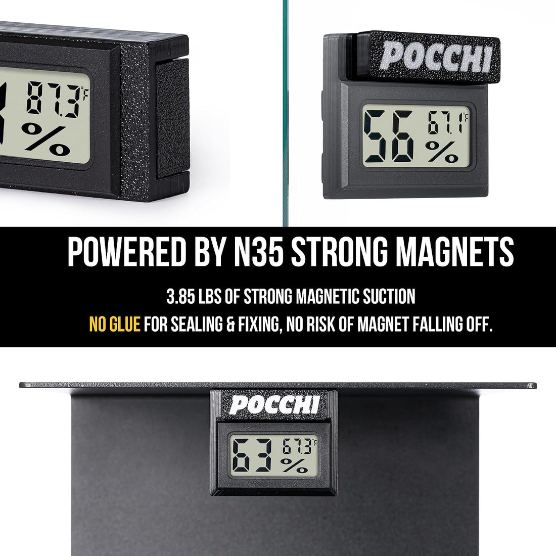 Magnetic Digital Reptile Temperature and Humidity Monitor - 2 Pack
