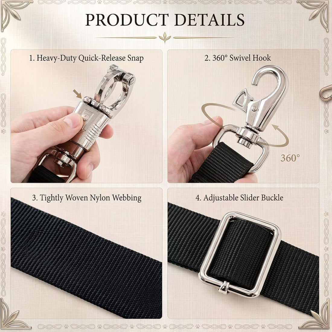 2 Pcs Cross Ties for Horses 54"-102" Adjustable Equine Tether