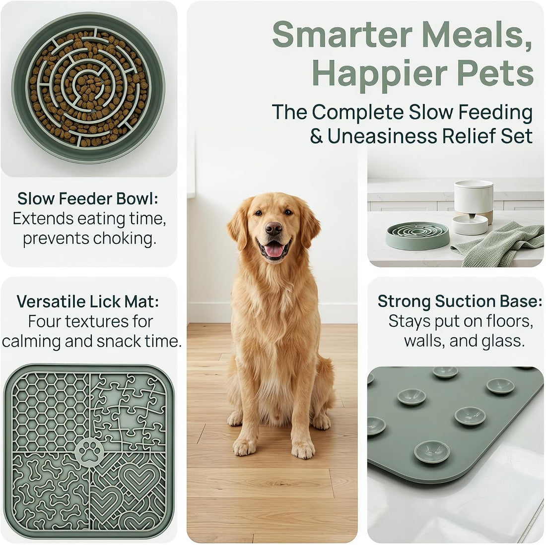 YCT Dog Cat Lick Mat and Slow Feeder Bowl Set