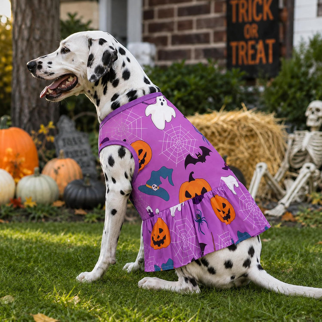 2PCS Halloween Dog Dresses for Medium Dogs Skirts Sundress M