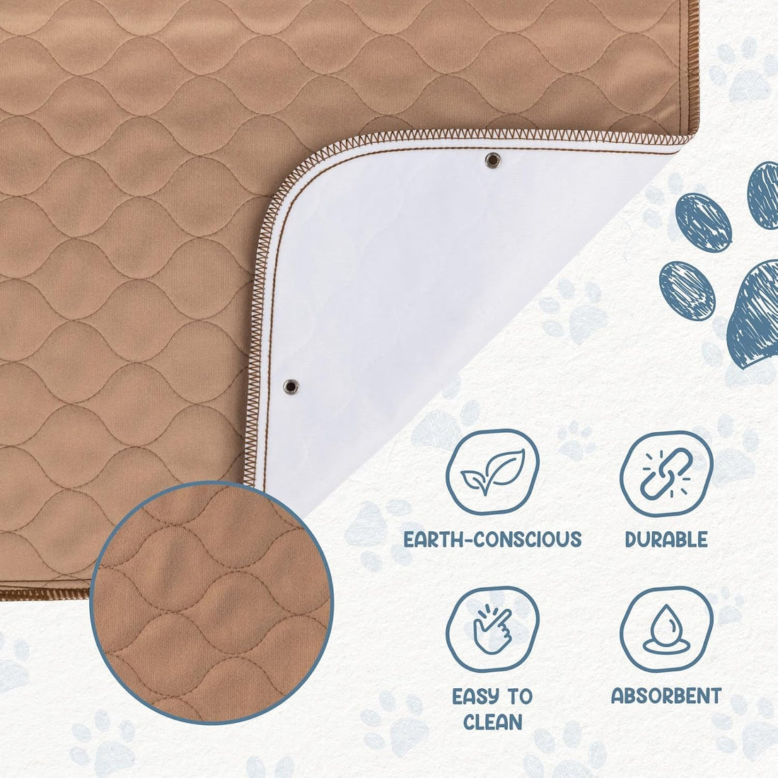 EZwhelp Reusable Dog Pee Pads, Washable Waterproof Mat 60x60 in