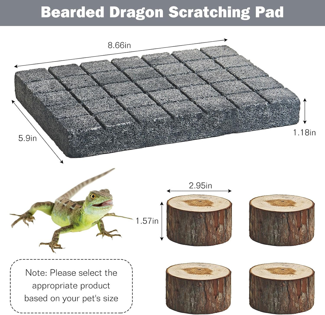 Lizard Scratching Pad, Volcanic Rock Basking Platform with Wooden