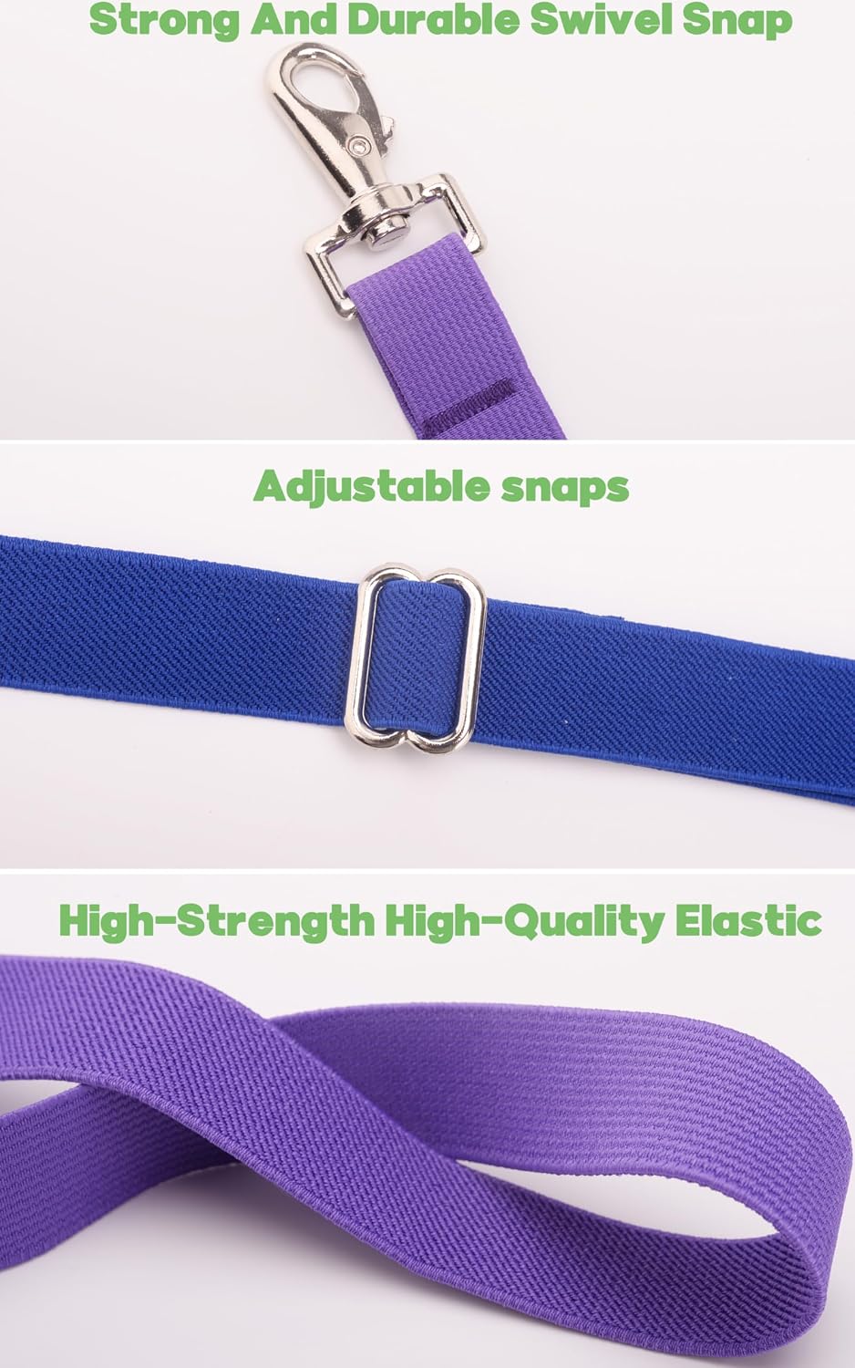 Pack of 6 Adjustable Length Elastic Leg Straps for Horse