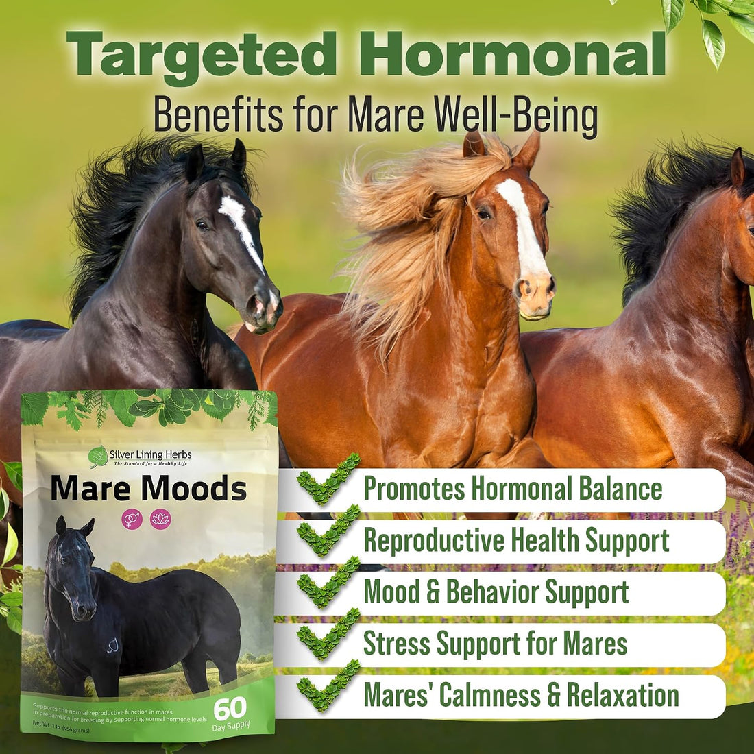 Silver Lining Herbs Mare Moods Calming Supplements for Horses - 1 lb