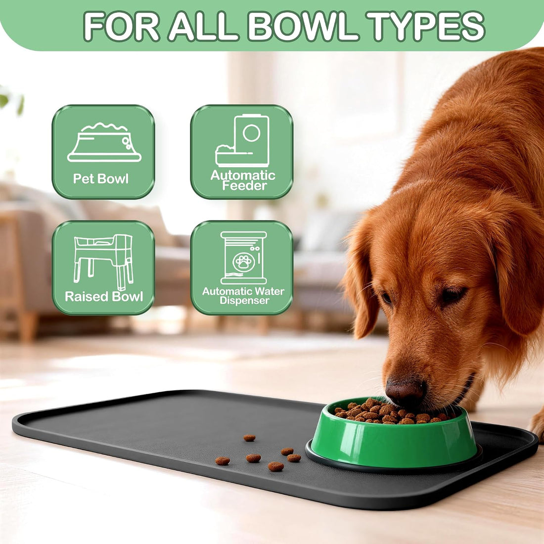 Greatbond 100% Waterproof Silicone Pet Feeding Mat,Warped Resistant