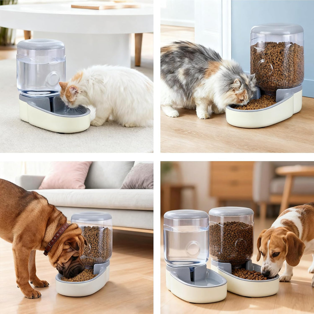 2 Pack Automatic Cat Feeder and Water Dispenser Pet Dog Gravity Feed