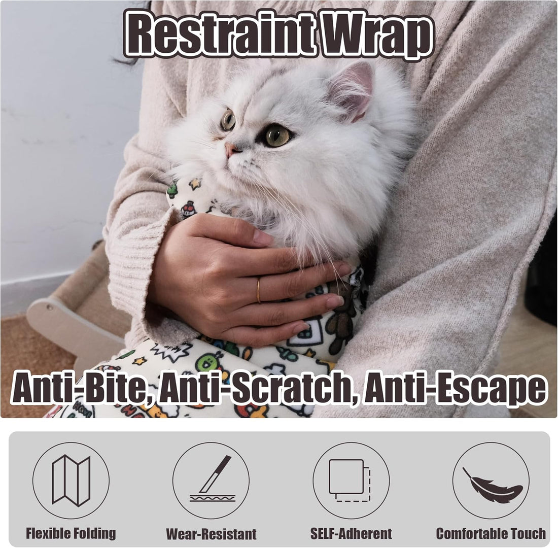 CKNCY 27.6" Cat Grooming Wrap Cat Wrap for Cutting Nails Cat