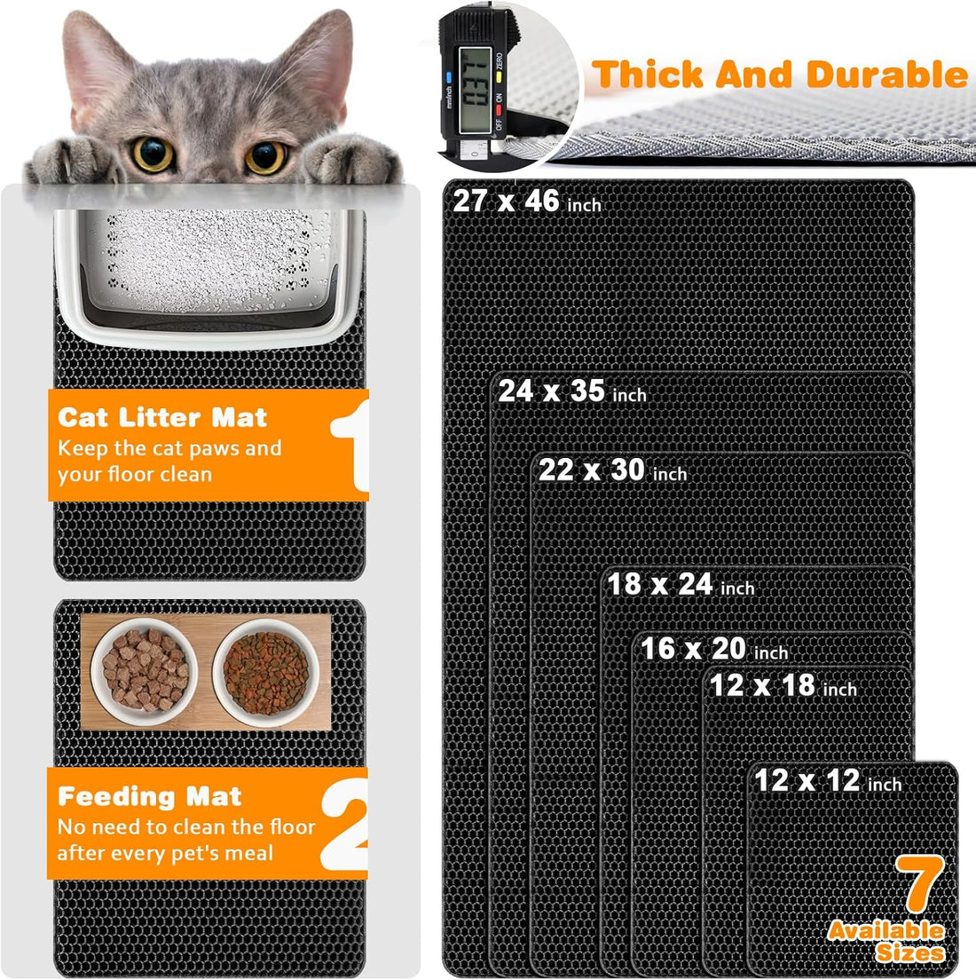 Cat Litter Mat 16"x20",Double Layer EVA litterbox Mat