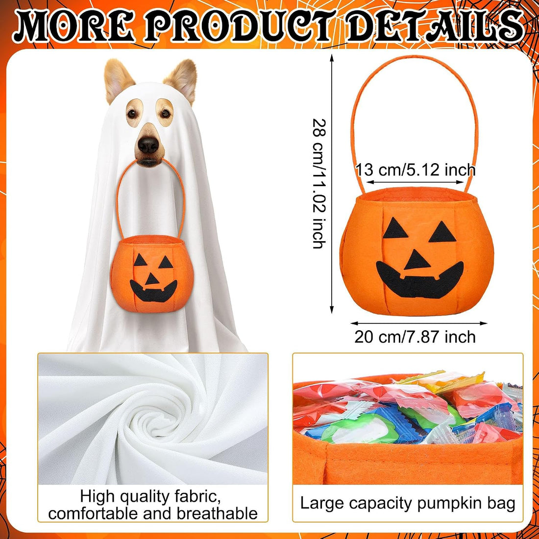 Huhumy 2 Pcs Halloween Ghost Costume for Dog Cat White Cape