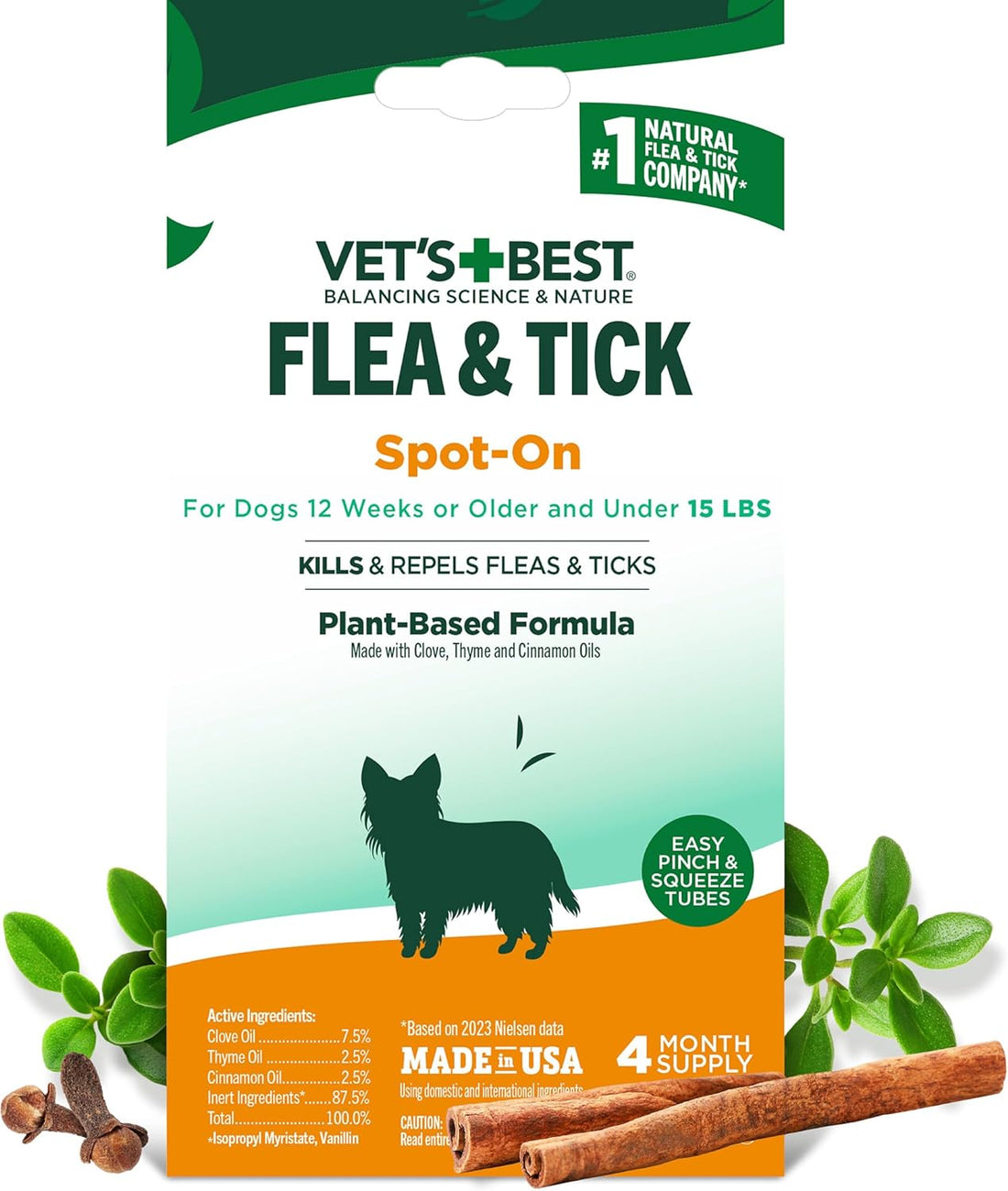 Vet's Best Flea & Tick Drops for Large Dogs, Flea Protection