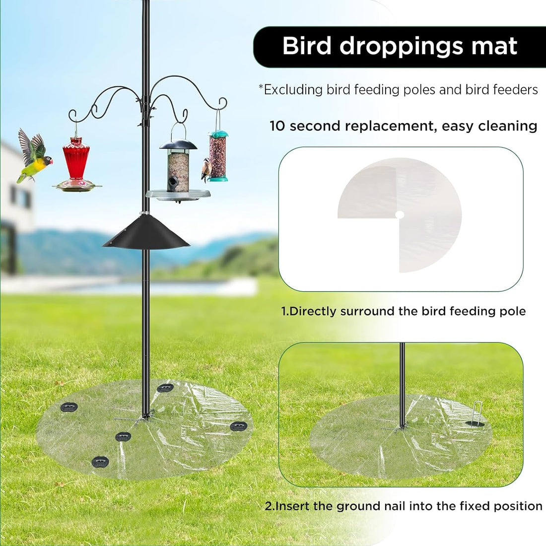 2 PCS 47.24 Inch Bird Seed Catcher for Pole