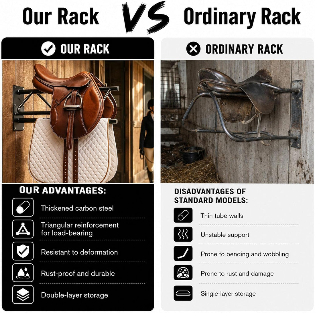 2 Pack Wall Mounted Saddle Rack with Pad Bar for English and Western