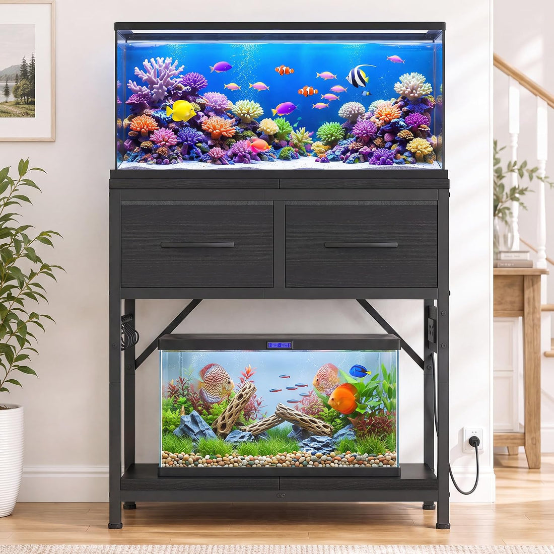 Heybly 10-20 Gallon Fish Tank Stand with Power Outlets & Storage