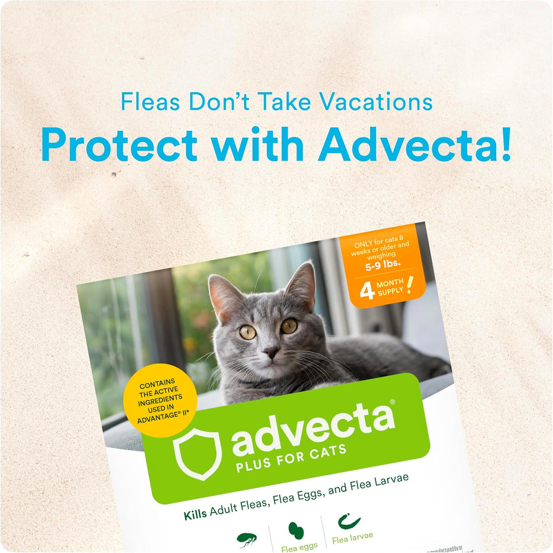 Advecta Plus Cat Flea Treatment 5-9 lbs, Imidacloprid, 4-Month