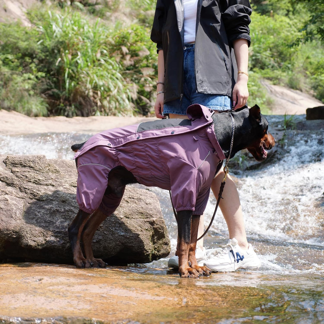 LOVELONGLONG Waterproof Dog Raincoat with Removable Hood