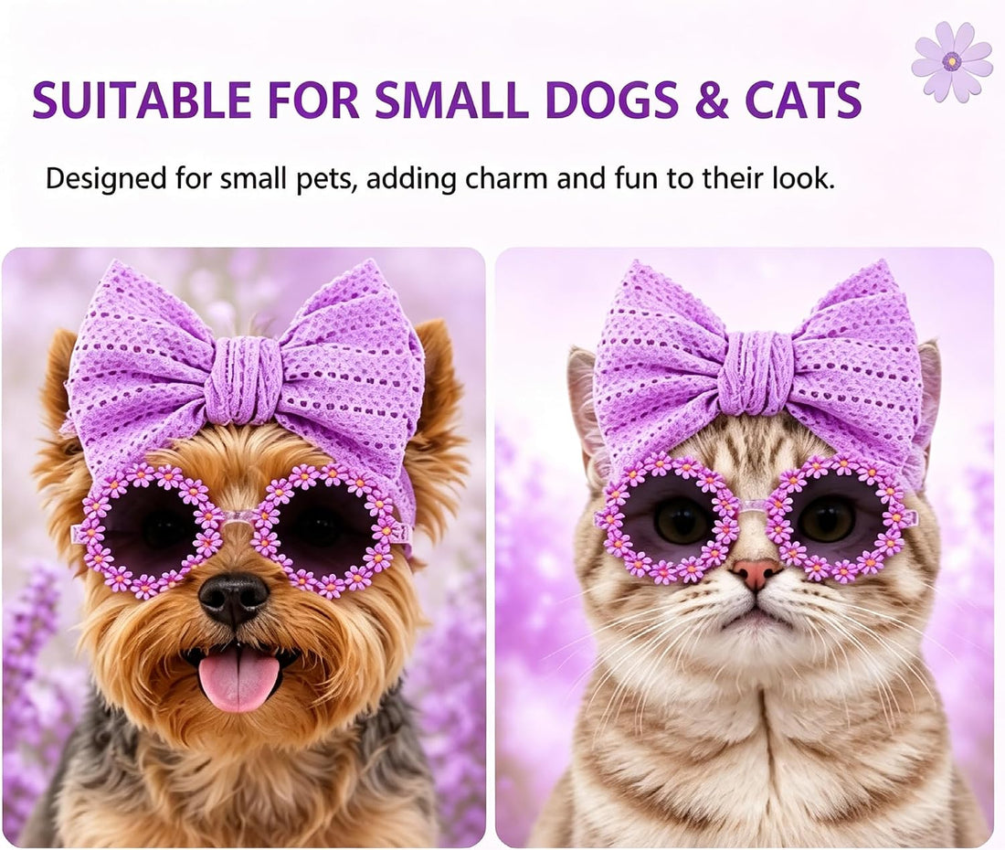 Purple Dog Headband Dog Sunglasses Cute Cat Headband Bow Accessories