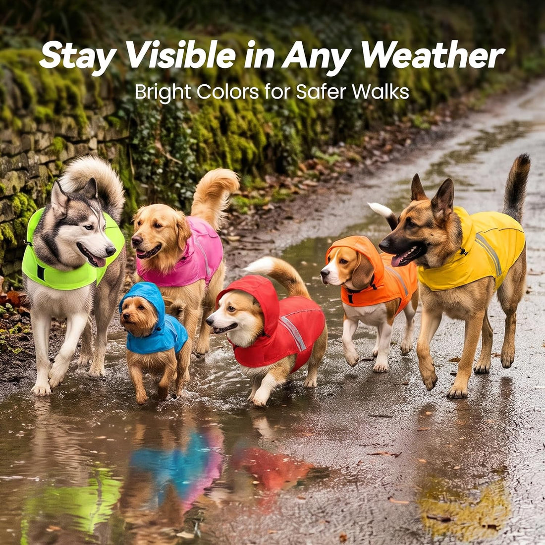 VIVAGLORY Dog Raincoat Wetoff Dog Rain Coat, S, Blue