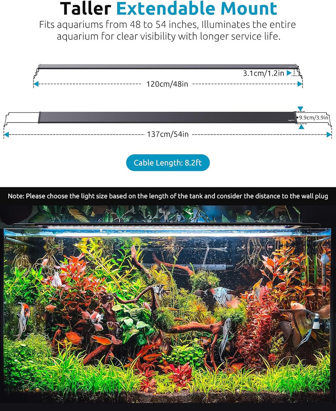 SEAOURA Aquarium Planted Light with 24/7 Timer for 48-54in Fish Tank