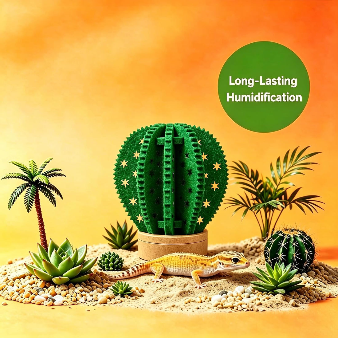 Column Cactus Evaporative Humidifier, Felt Decor Reptile Terrarium
