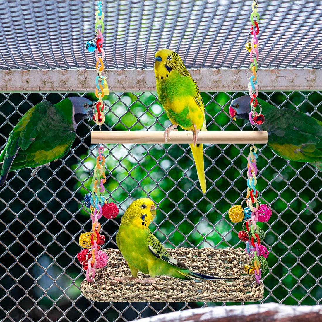 Bird Swing Toys Coolrunner Bird Hammock Bed Hanging Swing Nest Cotton