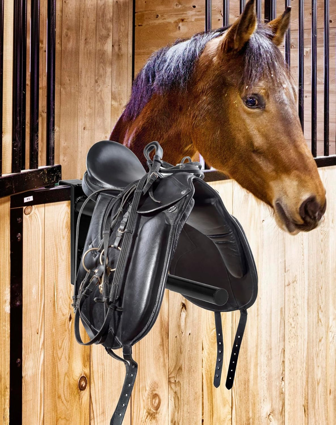 QWORK Removable Double Saddle Rack,Black - PVC Coated - One Size