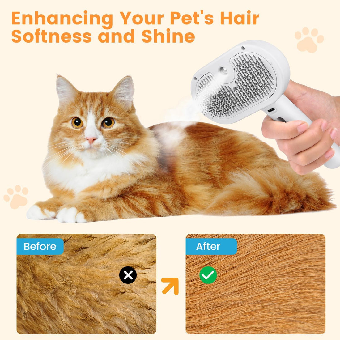 Pet Steam Brush for Indoor Cats & Dogs