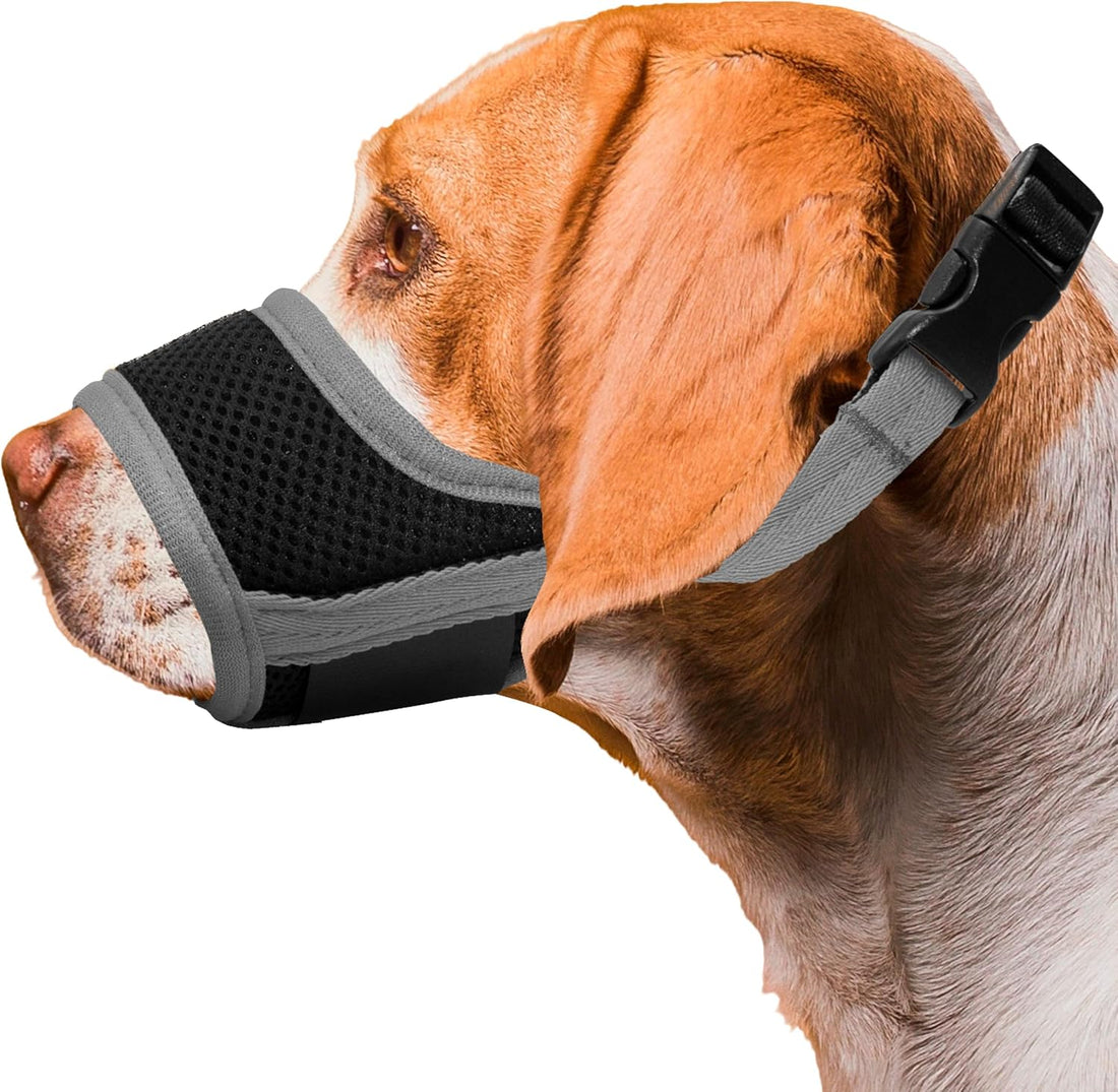 Seyezo Dog Muzzle, Breathable Nylon for Small Medium Large Dogs, Black
