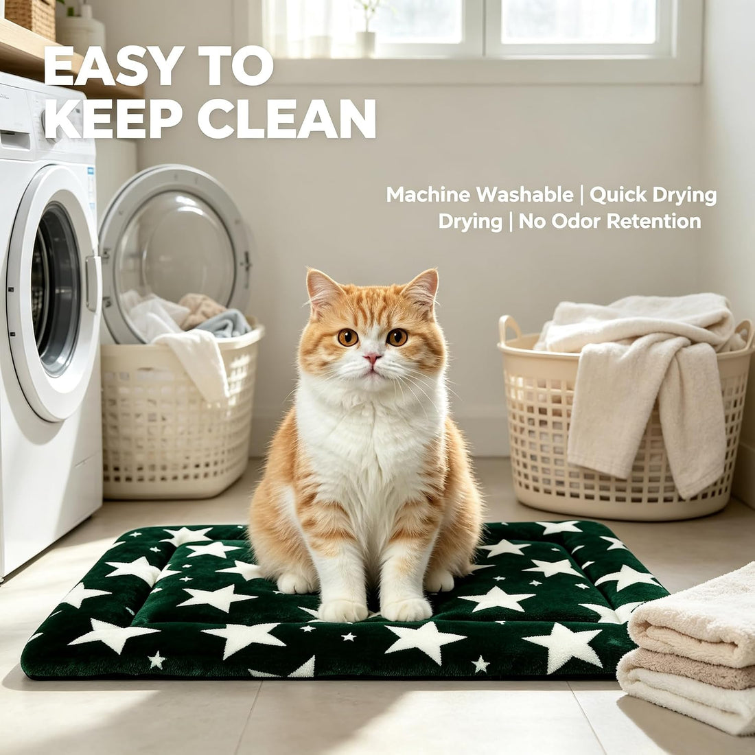 Dog Bed Mat,Reversible & Ultra Soft Kennel Pad-Machine Washable Pet