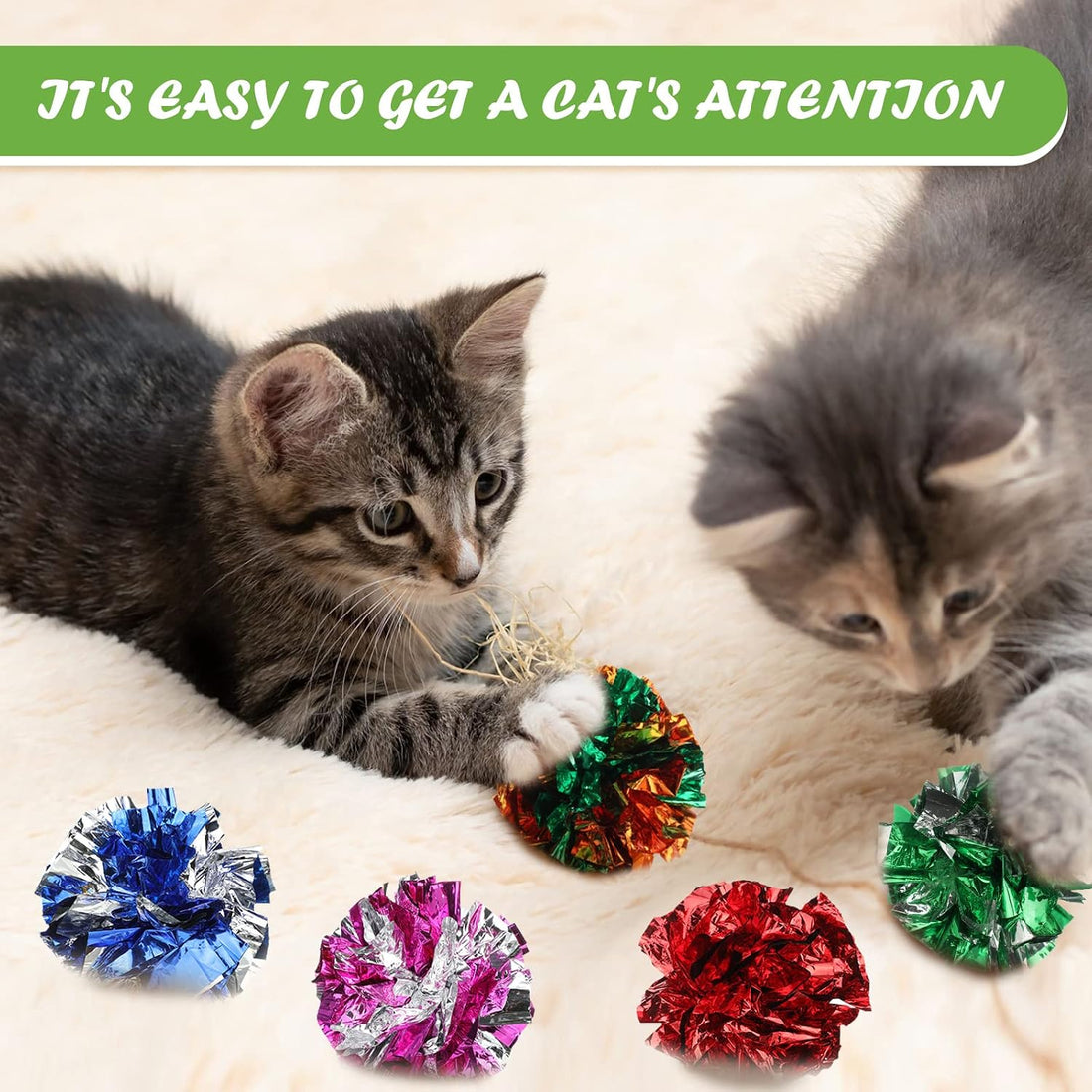 Silkfly 30 Pcs Polyester Film Crinkle Balls Cat Toys 2.36"