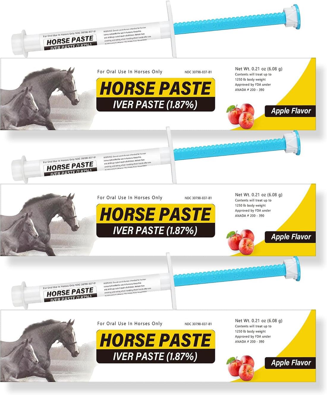 Equine Paste 1.87% – 3 Pack Apple Flavored Oral for Horses