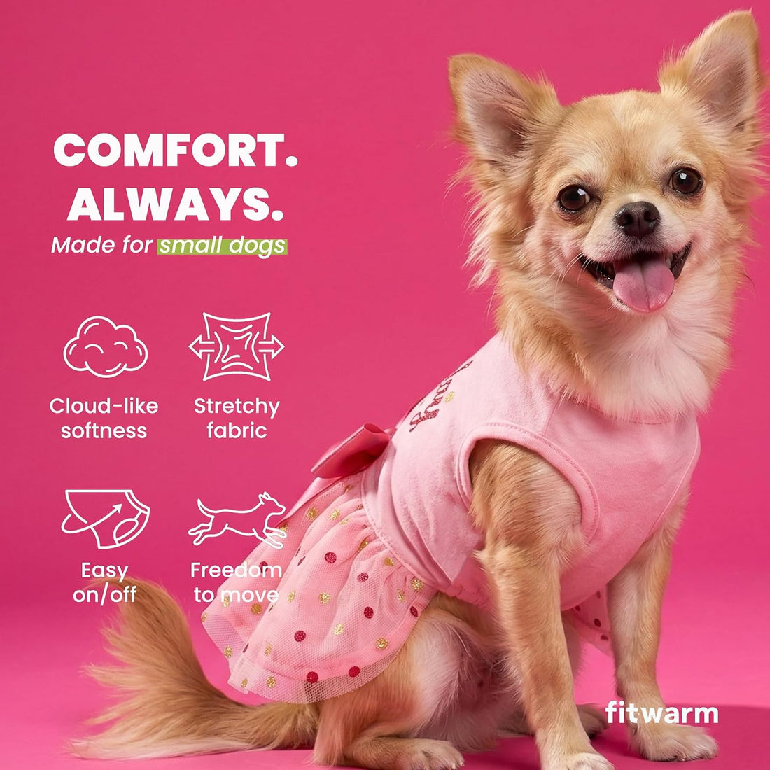 Fitwarm Birthday Girl Dog Tulle Dress, Dog Clothes for Small Dogs Girl