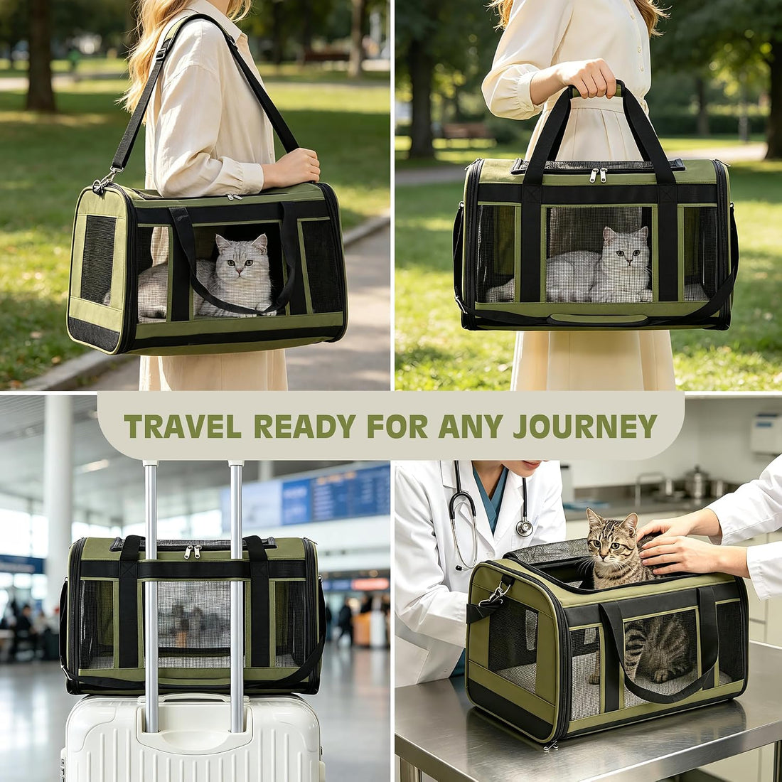 Extra-Large Cat Carrier, Soft-Sided Collapsible Pet Carrier up to 22