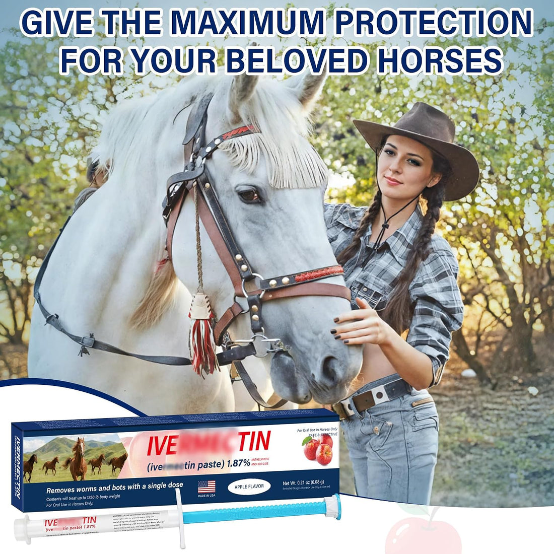 Equine Paste 1.87% – 6 Pack (6.08g) Apple Flavored Oral for Horses