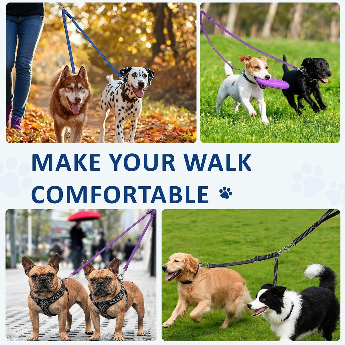 Double Dog Leash Coupler,No Tangle Dog Leashes Connector,Two Dogs