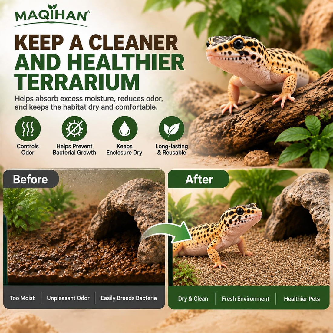 MAQIHAN 14OZ Vermiculite for Reptiles - Terrarium Substrate Bedding