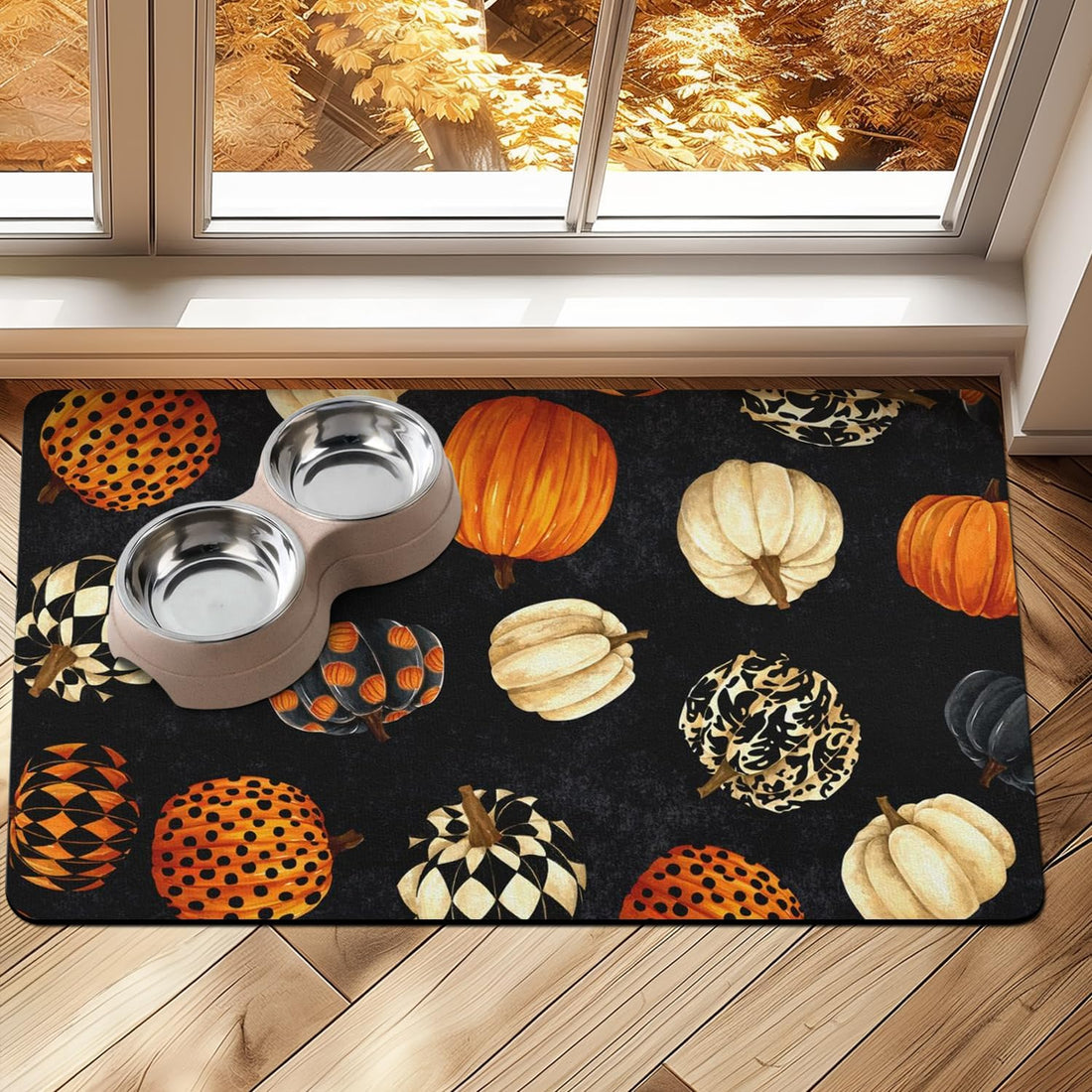 Halloween Dog Food Mats for Floors Pink