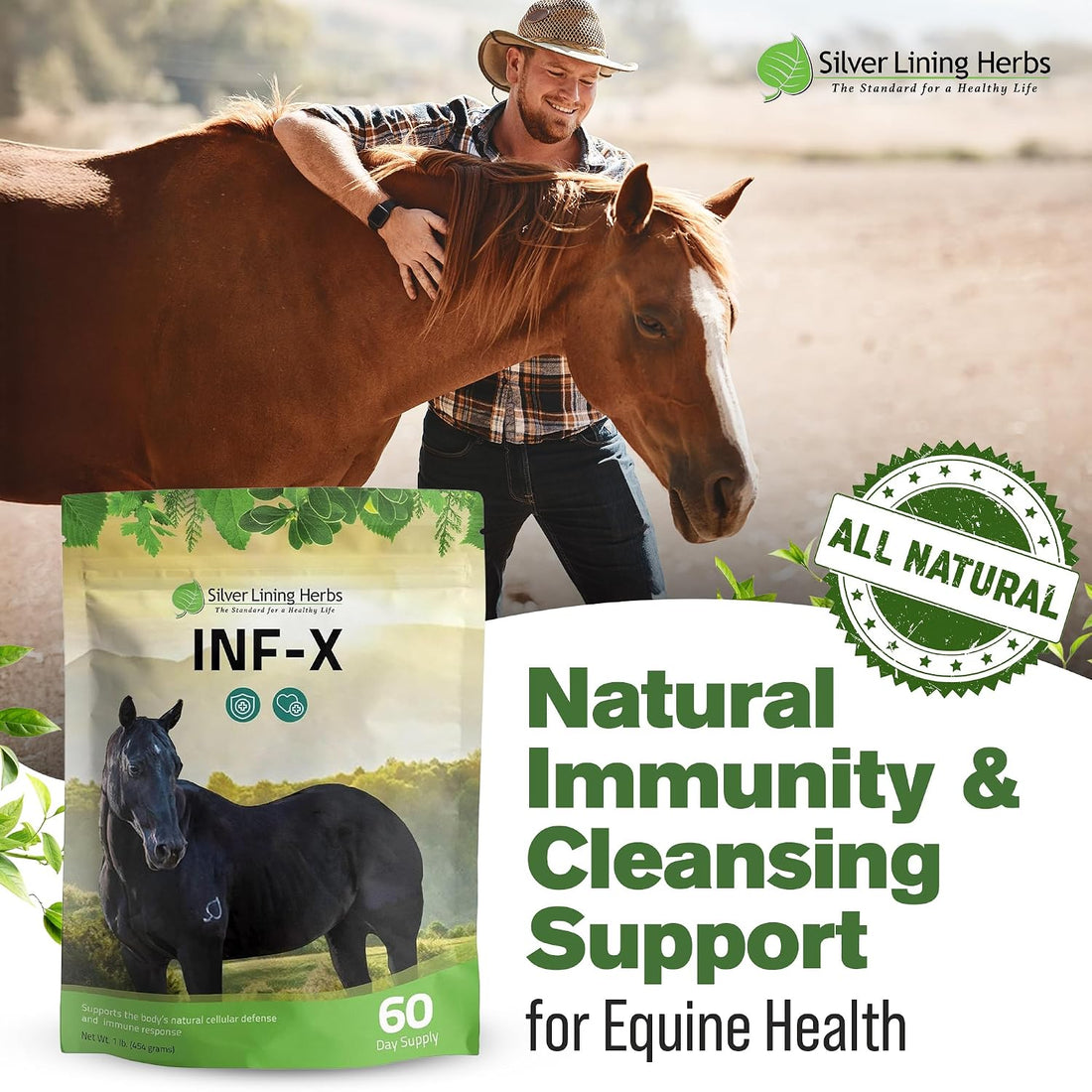 Silver Lining Herbs INF-X Horse Immune Booster Supplement - 1 lb