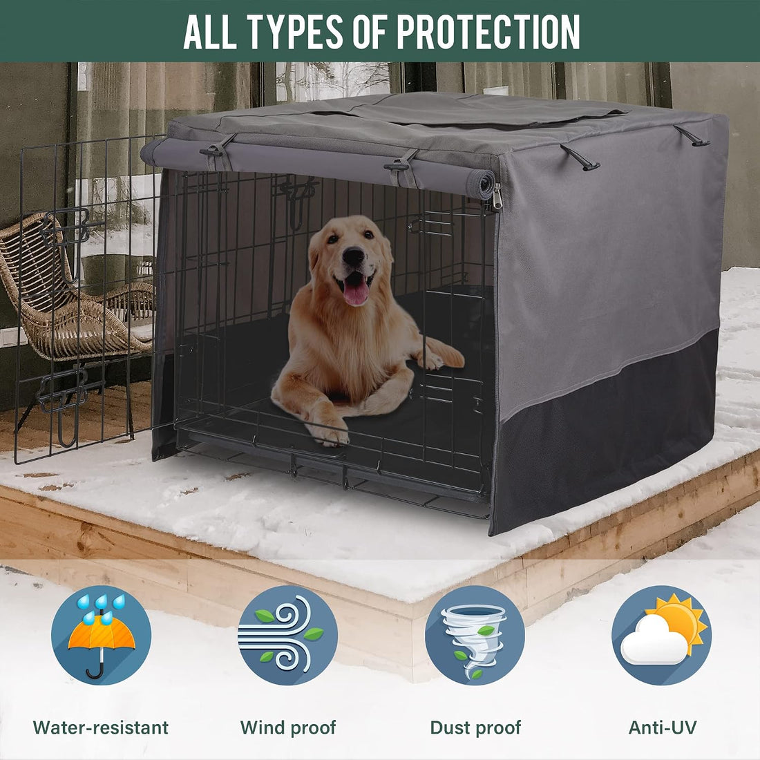 Rachmi 48" 600D Canvas Privacy Dog Crate Cover