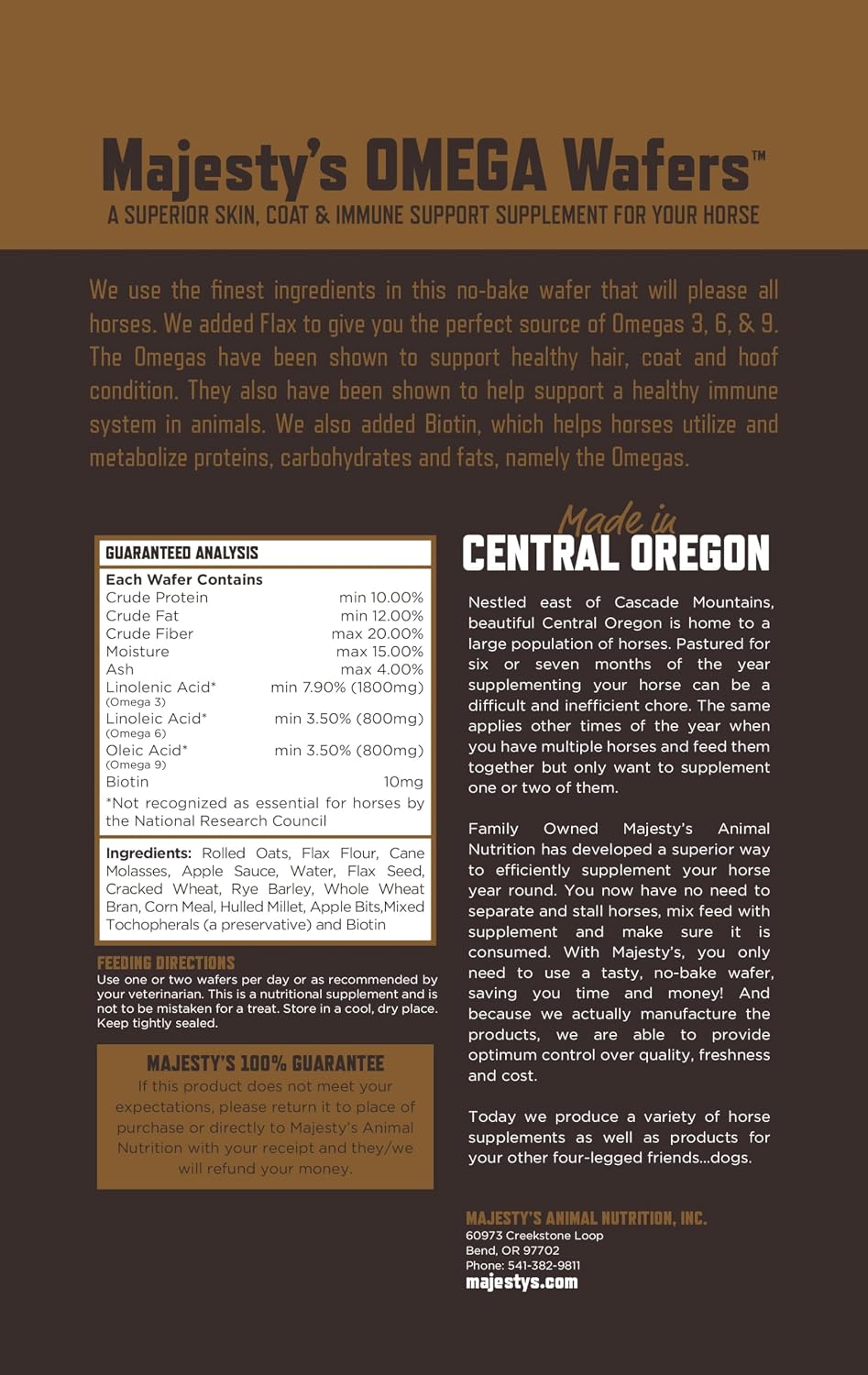 Majesty's Omega Wafers - Superior Horse / Equine Skin, Coat