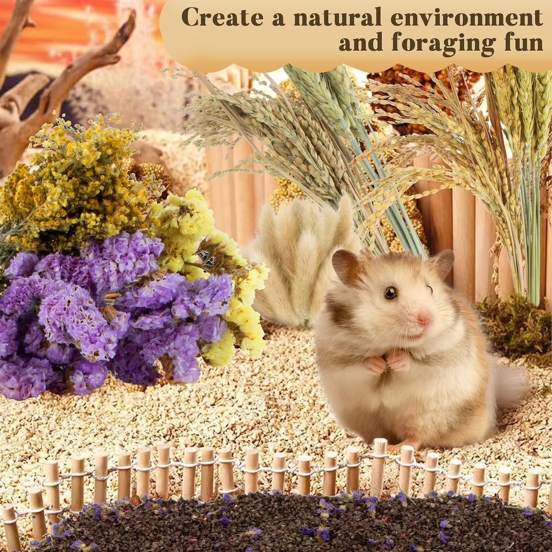 Sukh 60PCS Hamster Sprays - Natural Flower Herb Bedding & Habitat