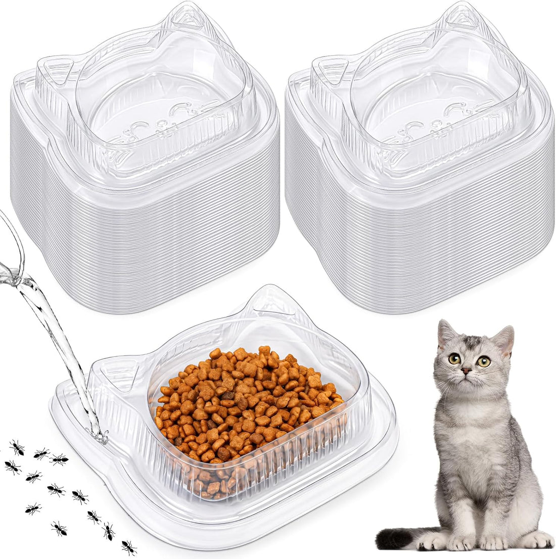 Waydress 100 Pcs Disposable Pet Bowls Anti Ant Cat Dog Food Bowl
