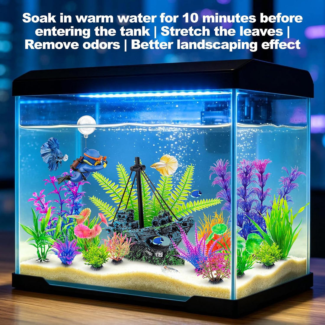 CousDUoBe 16 Pcs Fish Tank Decor Set Shipwreck Decoration Fish Tank