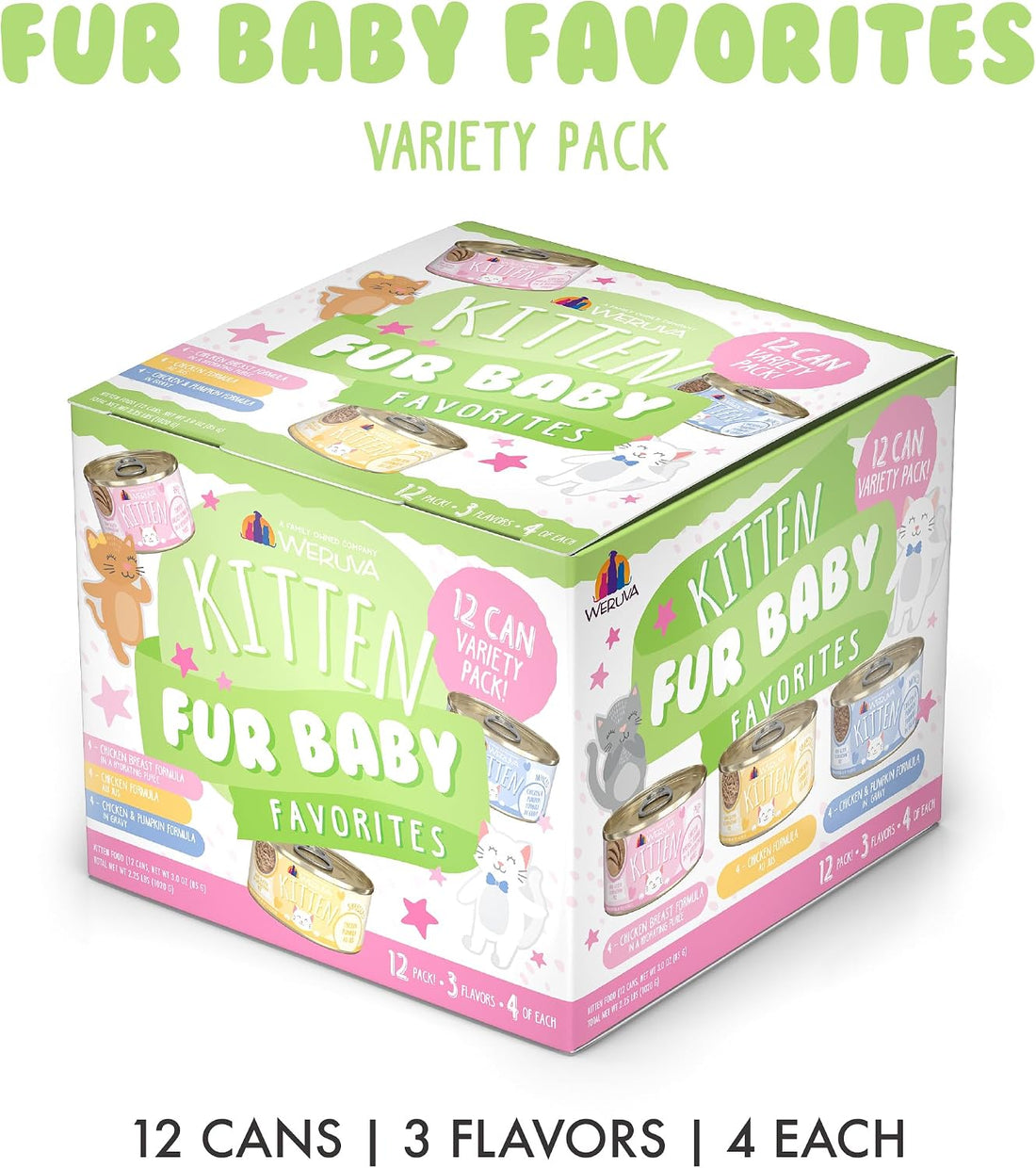Weruva Kitten, Fur Baby Favorites Variety Pack, 3oz Can (Pack of 12)