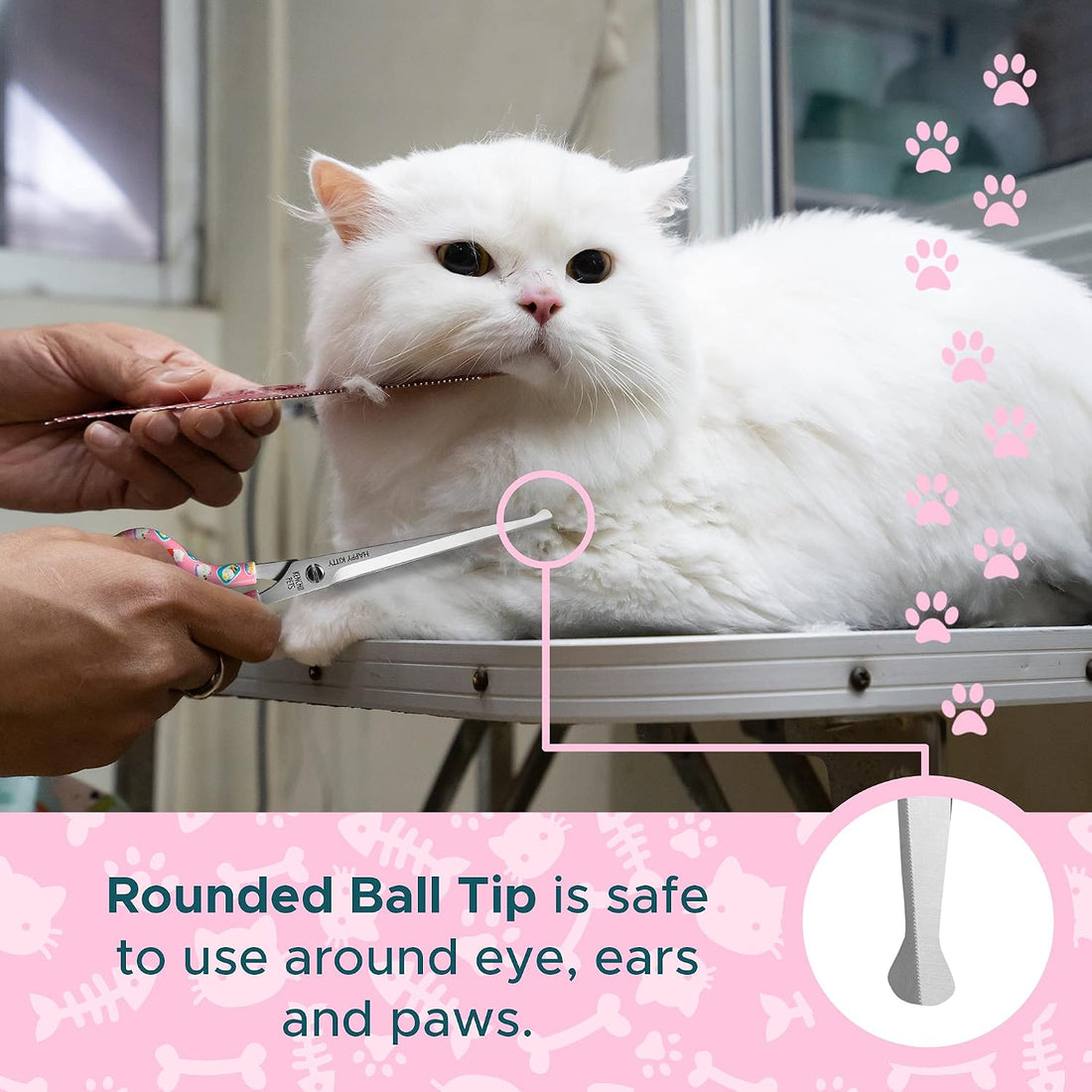 Kenchii Happy Kitty Ball Tip Grooming Scissors for Cats 5.5in