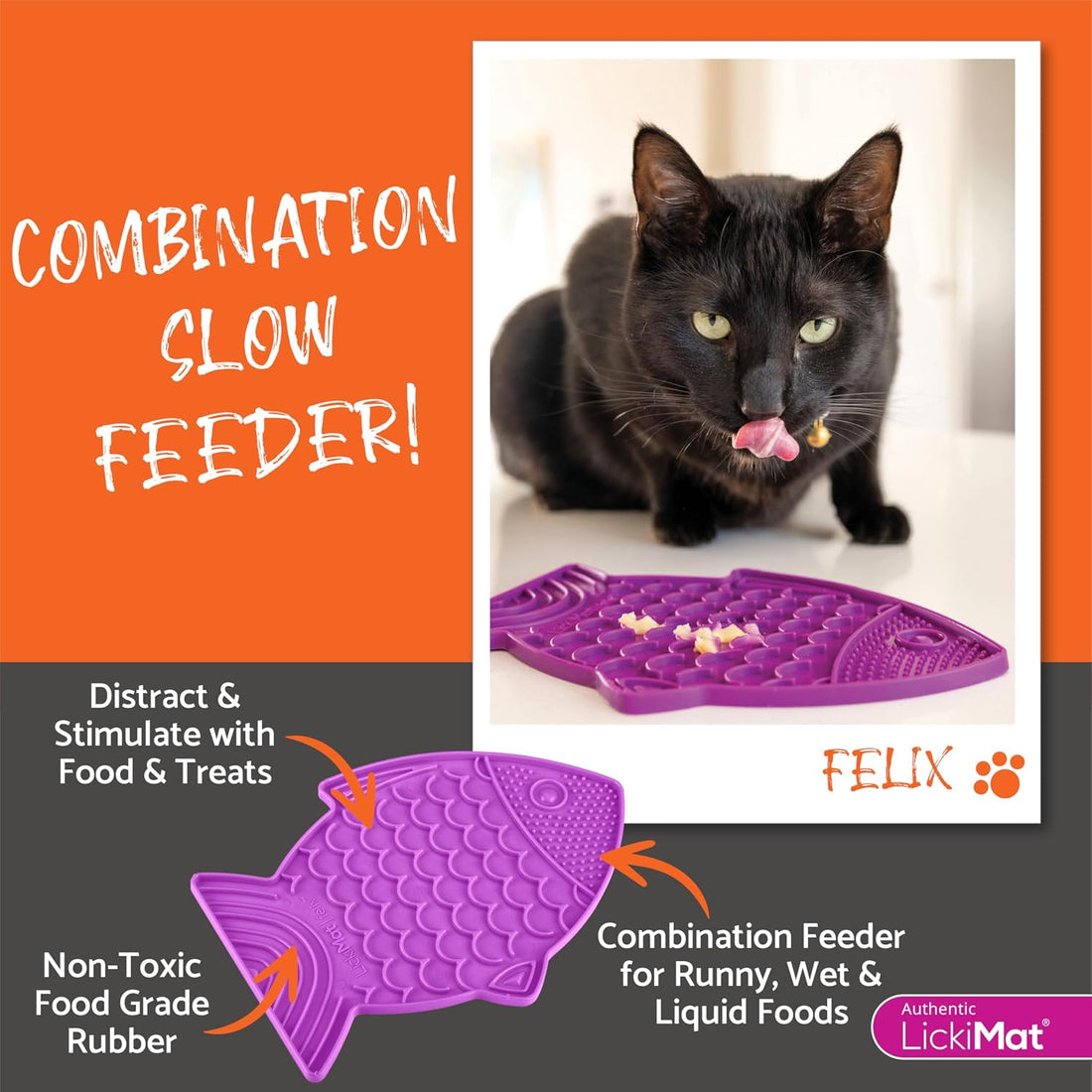 LickiMat Fish-Shaped Cat Slow Feeders Lick Mat