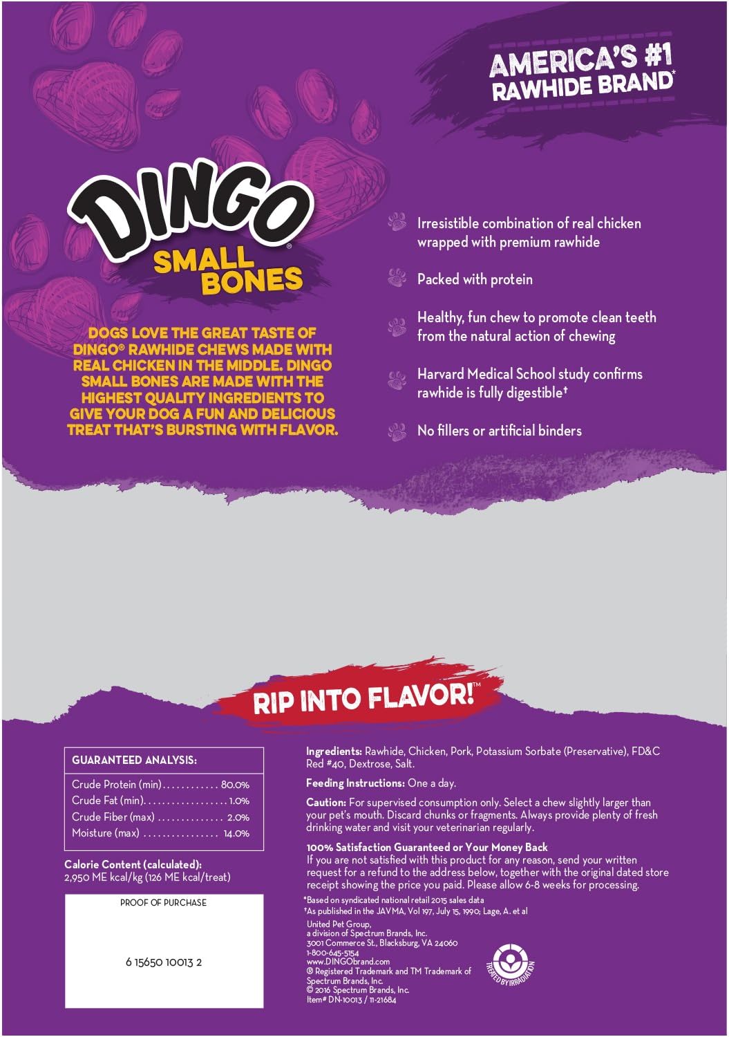 Dingo 156095 Rawhide Bones For Small Dogs, Chicken,White, 6-Count