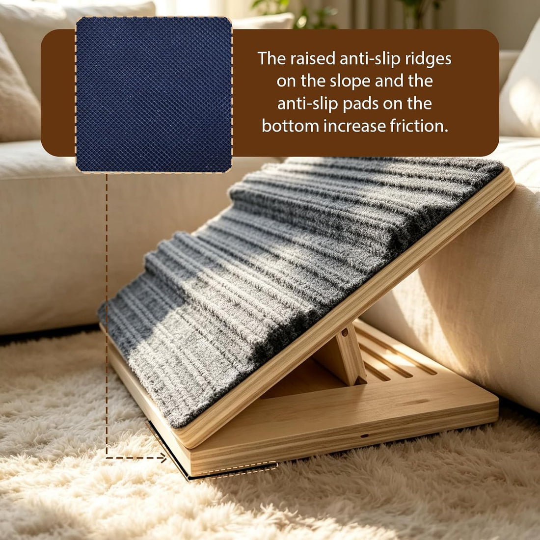 Dog Stairs Ramp for Small & Medium Dogs 1 Pack,Wooden Non-Slip Pet