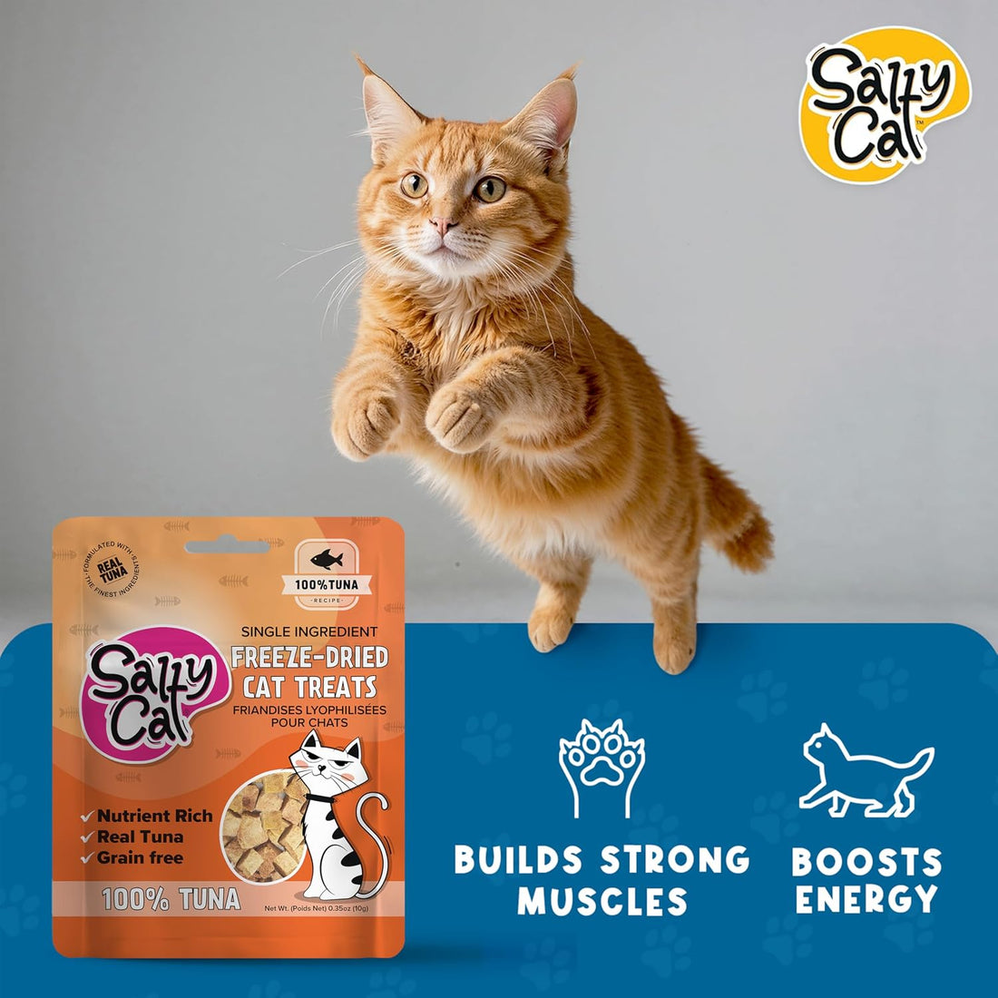 Salty Cat Freeze Dried Tuna cat Treats, 100% Wild-Caught Tuna, 10 g
